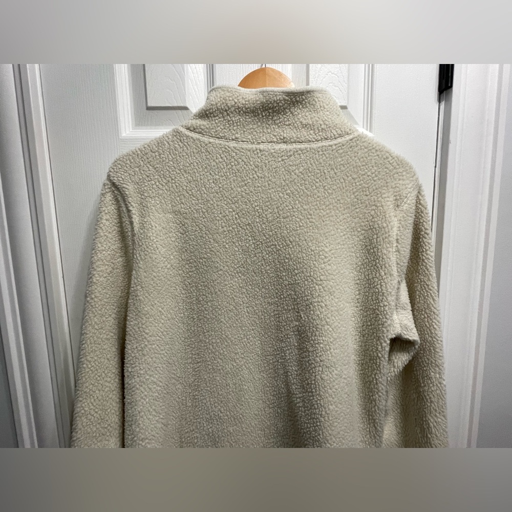 L.L. Bean Women’s Sherpa Fleece Pullover Jacket Sweater Off White Large - Picture 9 of 9